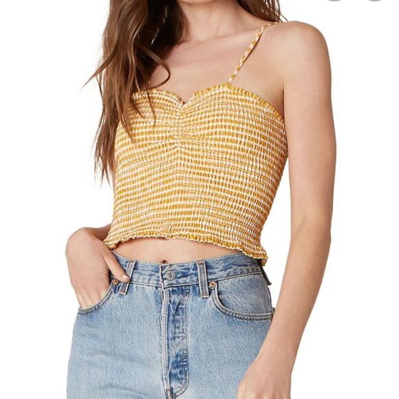 BBDAKOTA Sunshine Smocked Crop Top In Sunny Yellow - Picture 1 of 3